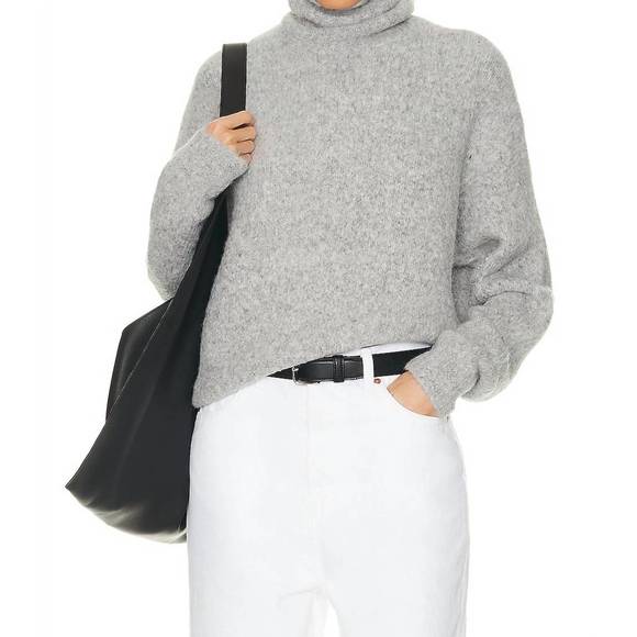 NEW NILI LOTAN sierra sweater in light grey melange - Picture 1 of 4